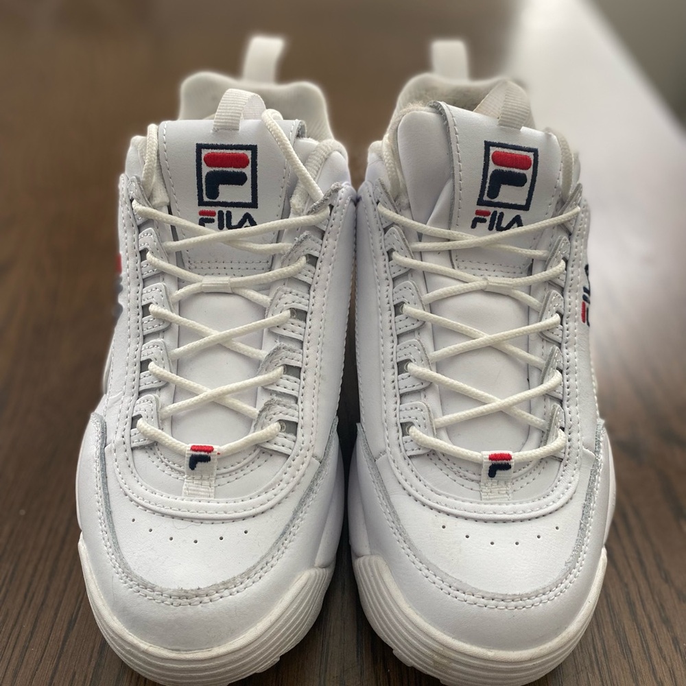 Fila White and Red Athletic Shoes